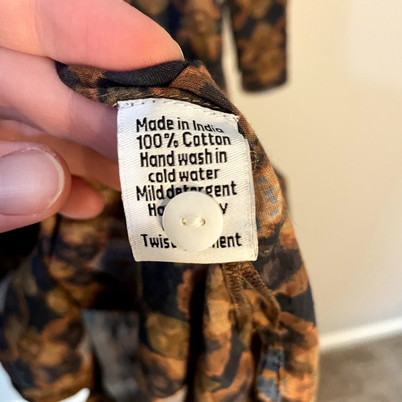 One Season Papy Abstract Print Split V Neck Midi Beach Dress Brown SZ XS - Picture 9 of 16